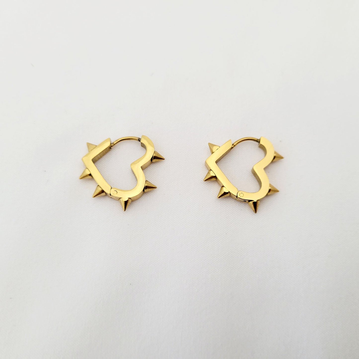 Mini Heart Hoops Earrings With Spikes